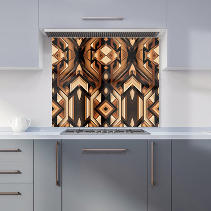 Black And Brown Intricate Pattern Kitchen Splashback