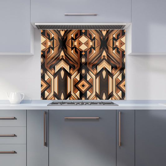 Black And Brown Intricate Pattern Kitchen Splashback