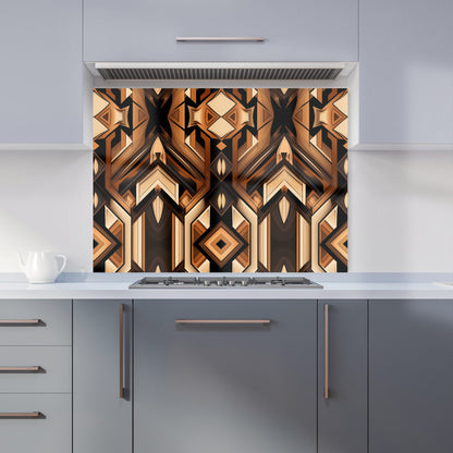 Black And Brown Intricate Pattern Kitchen Splashback