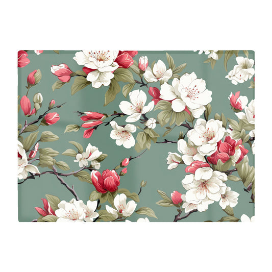 Pink And White Blossom Glass Chopping Board