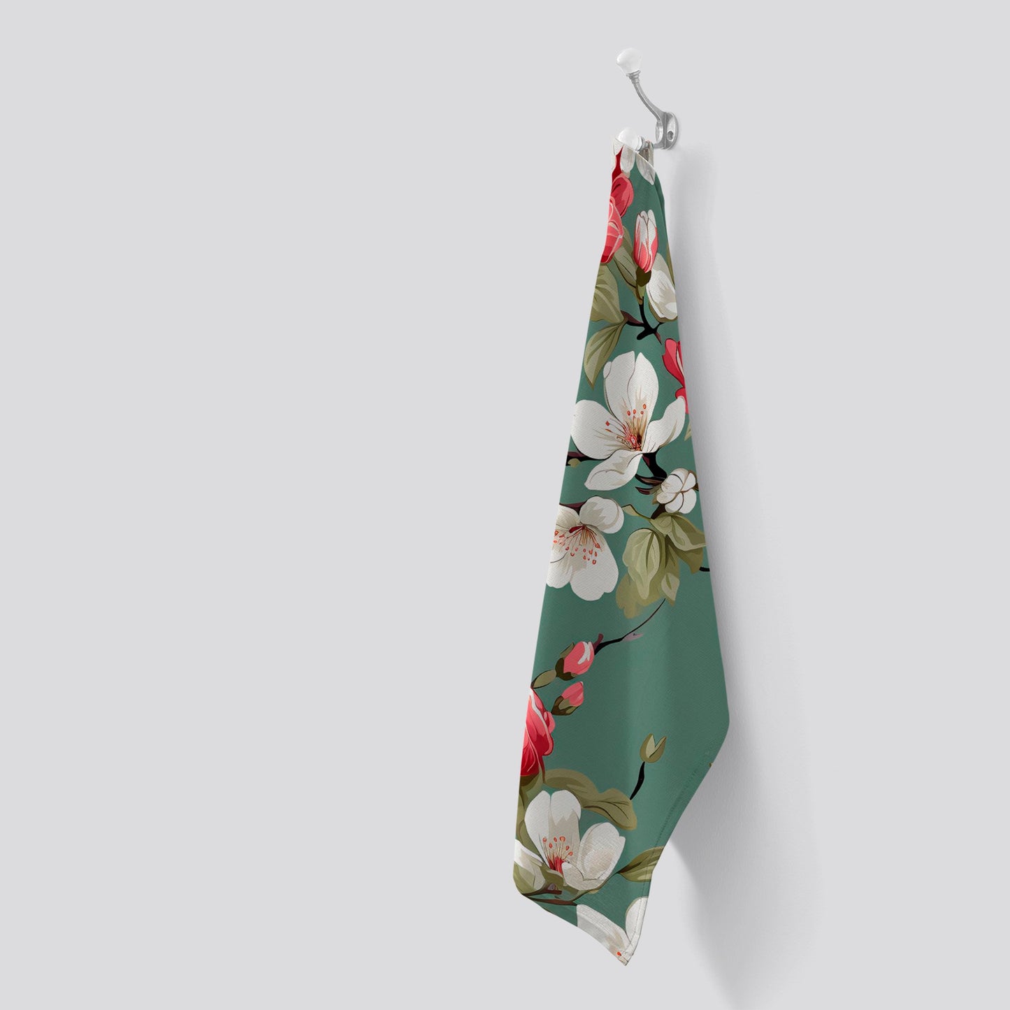 Pink And White Blossom Tea Towel