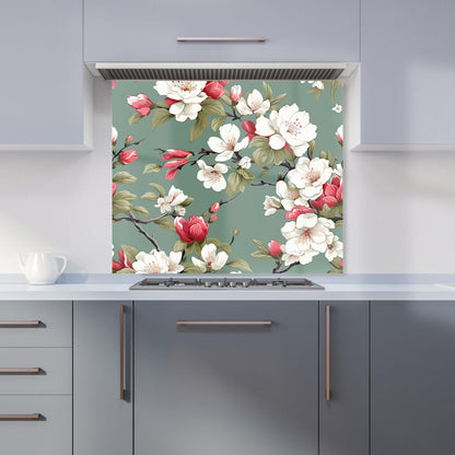 Pink And White Blossom Kitchen Splashback