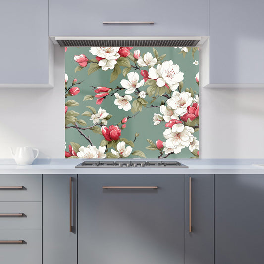 Pink And White Blossom Kitchen Splashback