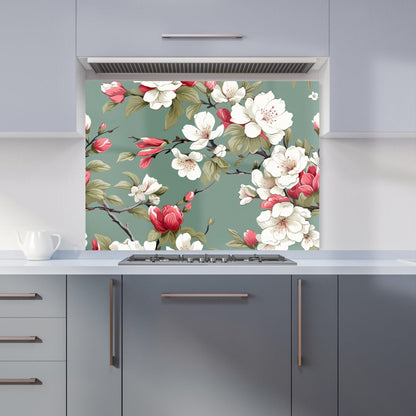 Pink And White Blossom Kitchen Splashback