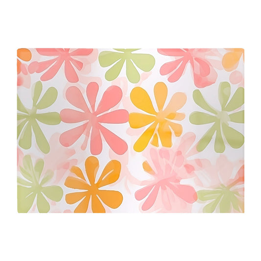 Yellow And Pink Flowers Glass Chopping Board