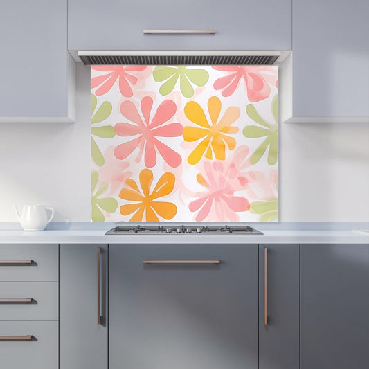 Yellow And Pink Flowers Kitchen Splashback