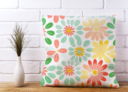 Green and Yellow Flowers Cushions