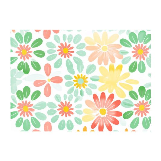 Green And Yellow Flowers Glass Chopping Board
