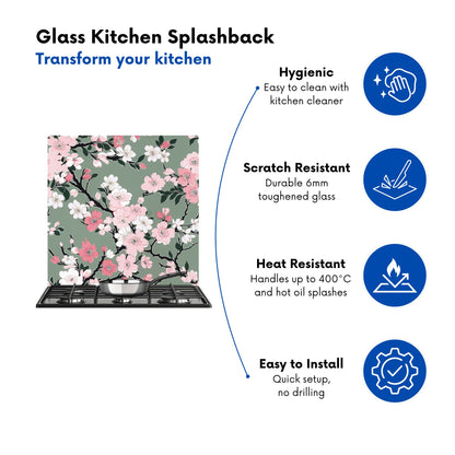 Pink Floral Abstract Pattern Kitchen Splashback