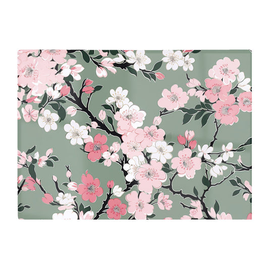 Pink Floral Abstract Pattern Glass Chopping Board