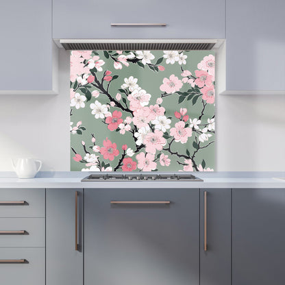Pink Floral Abstract Pattern Kitchen Splashback