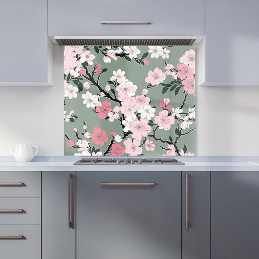 Pink Floral Abstract Pattern Kitchen Splashback