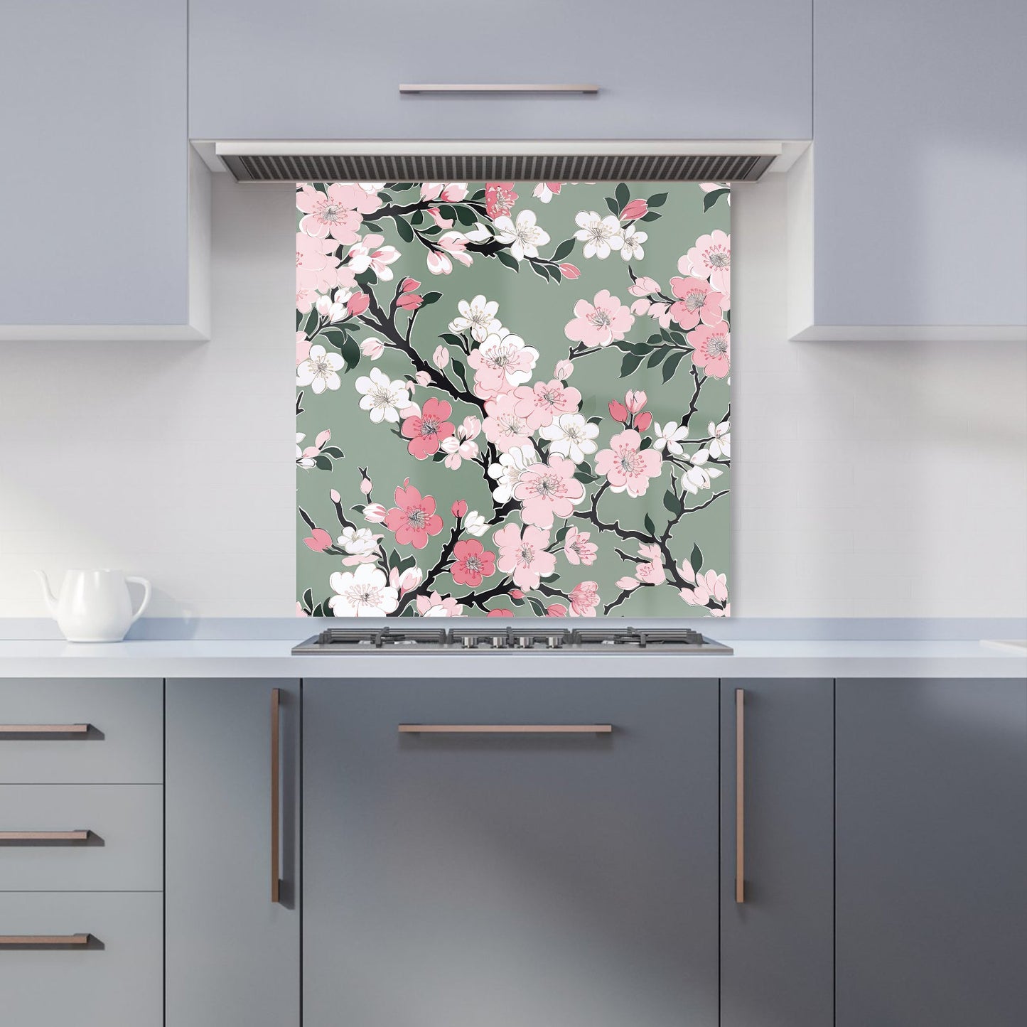 Pink Floral Abstract Pattern Kitchen Splashback