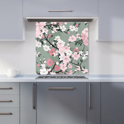 Pink Floral Abstract Pattern Kitchen Splashback