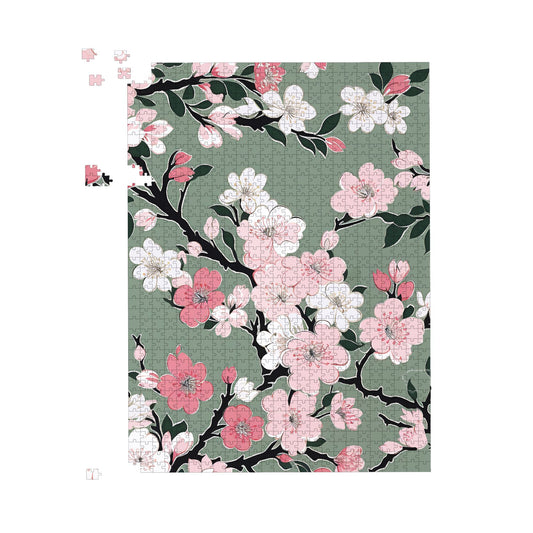 Pink Floral Abstract Pattern Jigsaw Puzzle