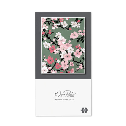 Pink Floral Abstract Pattern Jigsaw Puzzle