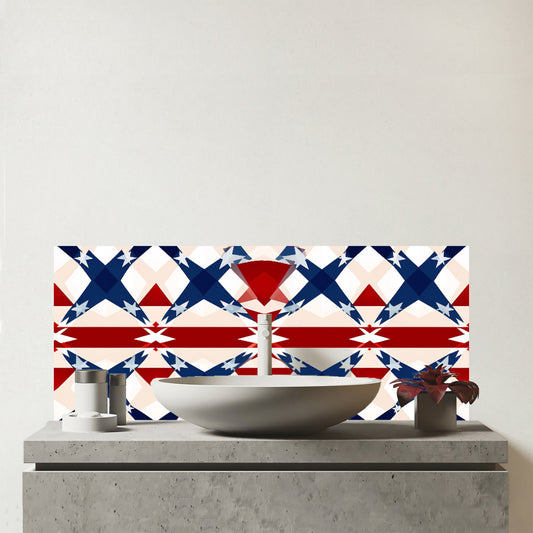 American Flag Abstract Pattern Glass Bathroom Splashback