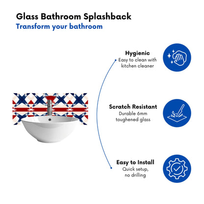 American Flag Abstract Pattern Glass Bathroom Splashback