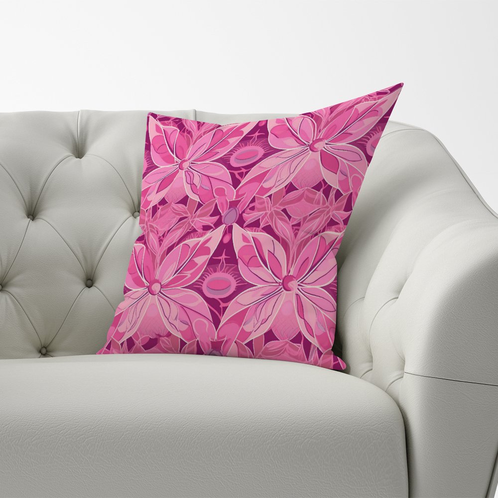 Pink Abstract Floral Design Cushions