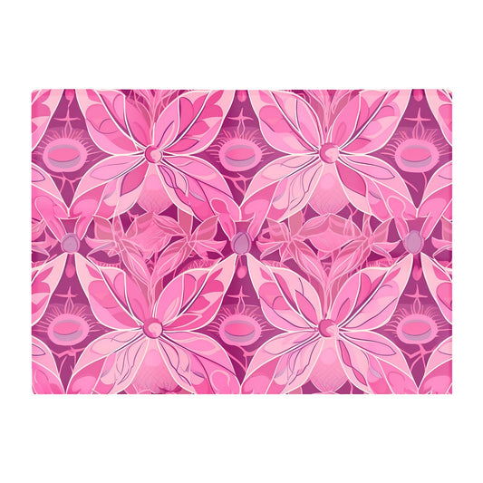 Pink Abstract Floral Design Glass Chopping Board