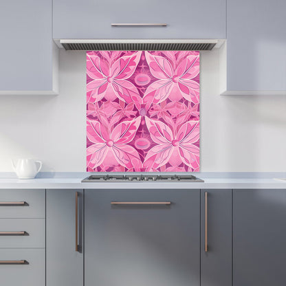 Pink Abstract Floral Design Kitchen Splashback
