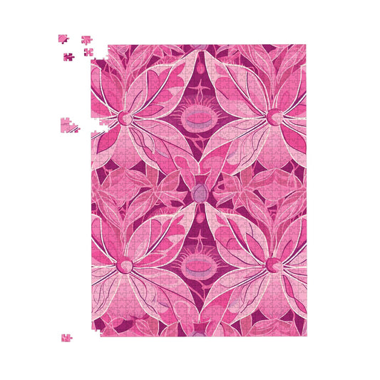 Pink Abstract Floral Design Jigsaw Puzzle