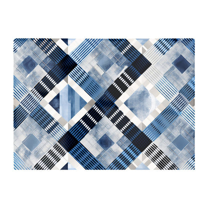 Checkered Square Black And Blue Glass Chopping Board