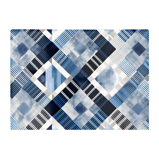 Checkered Square Black And Blue Glass Chopping Board