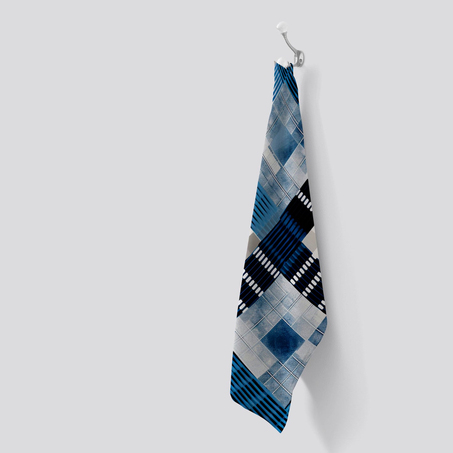 Checkered Square Black And Blue Tea Towel