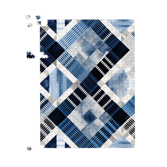 Checkered Square Black And Blue Jigsaw Puzzle