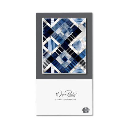 Checkered Square Black And Blue Jigsaw Puzzle