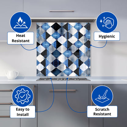 Square Checkered Pattern Kitchen Splashback