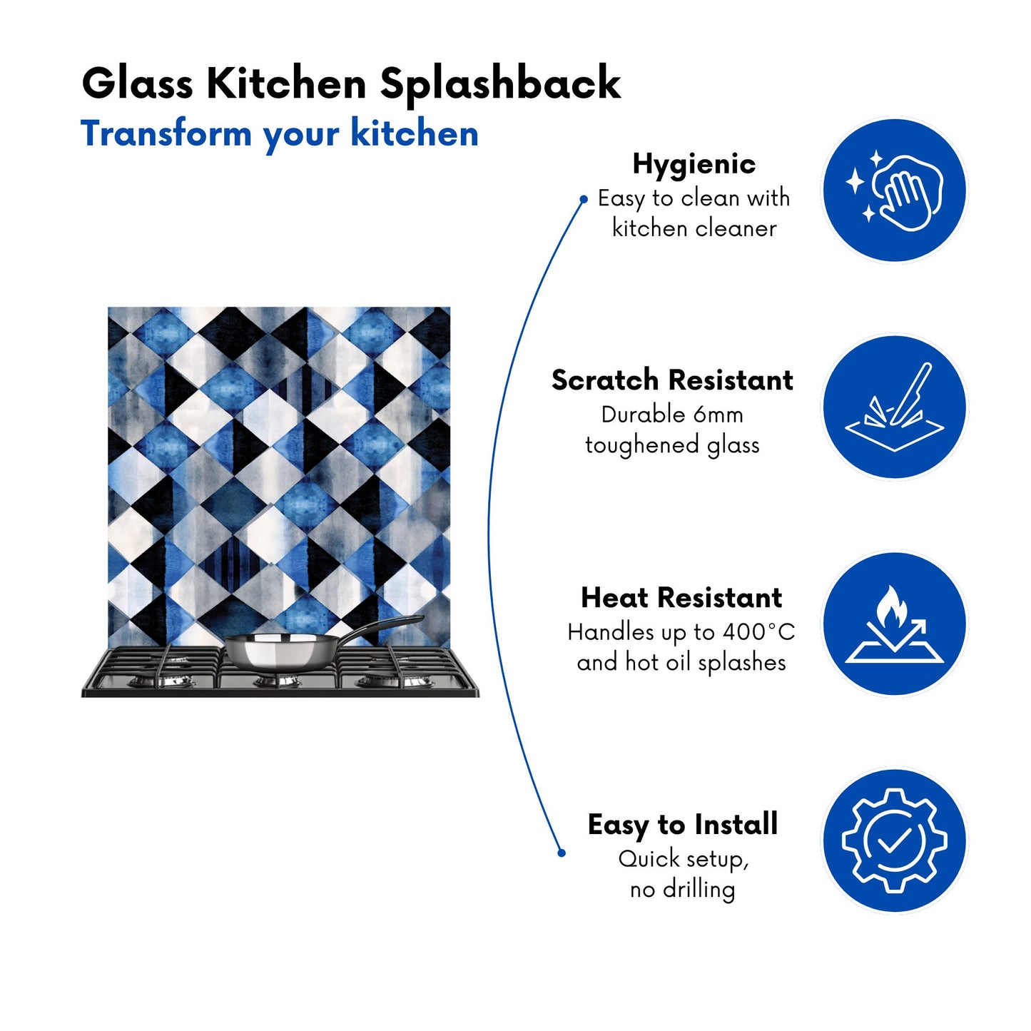 Square Checkered Pattern Kitchen Splashback