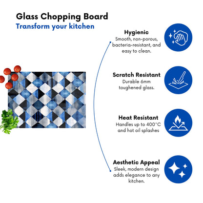 Square Checkered Pattern Glass Chopping Board