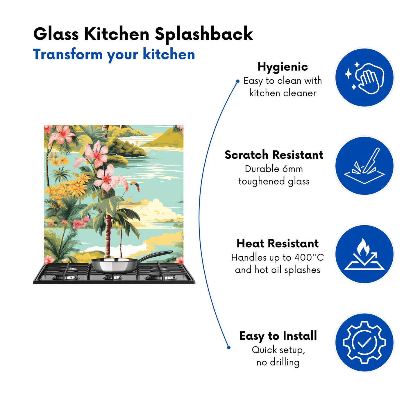 Palm Trees and Hibiscus Kitchen Splashback