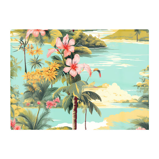Palm Trees And Hibiscus Glass Chopping Board
