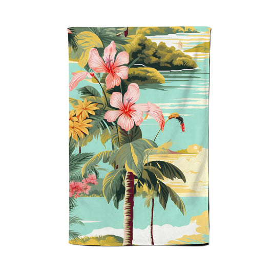 Palm Trees and Hibiscus Tea Towel