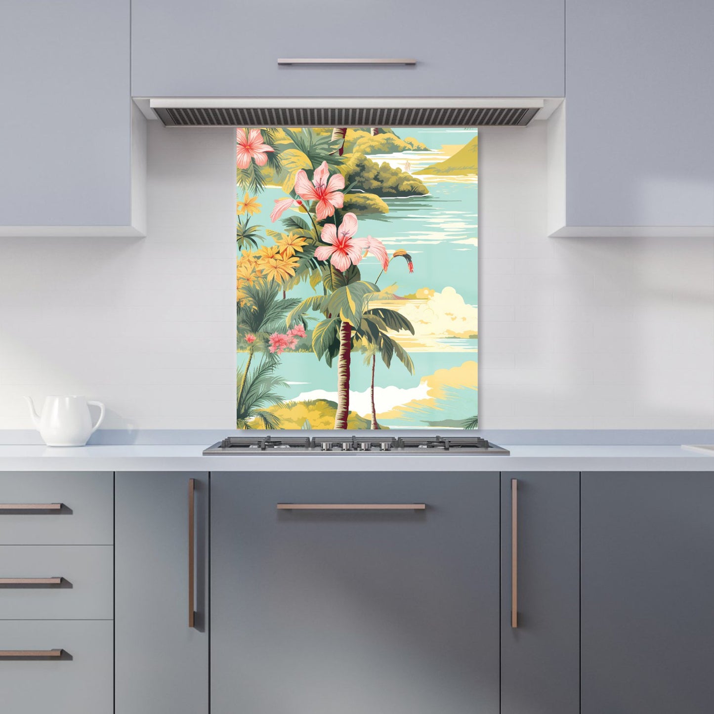 Palm Trees and Hibiscus Kitchen Splashback