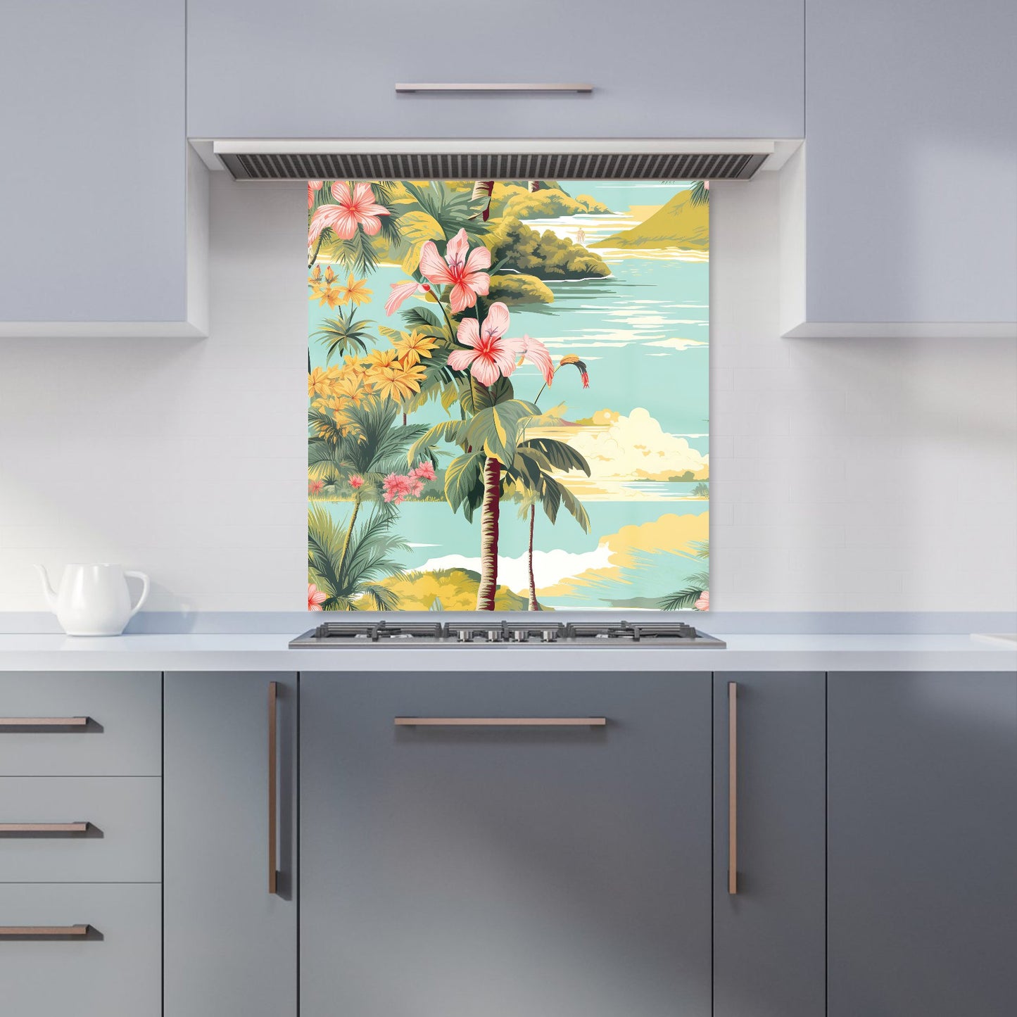 Palm Trees and Hibiscus Kitchen Splashback