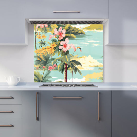 Palm Trees and Hibiscus Kitchen Splashback