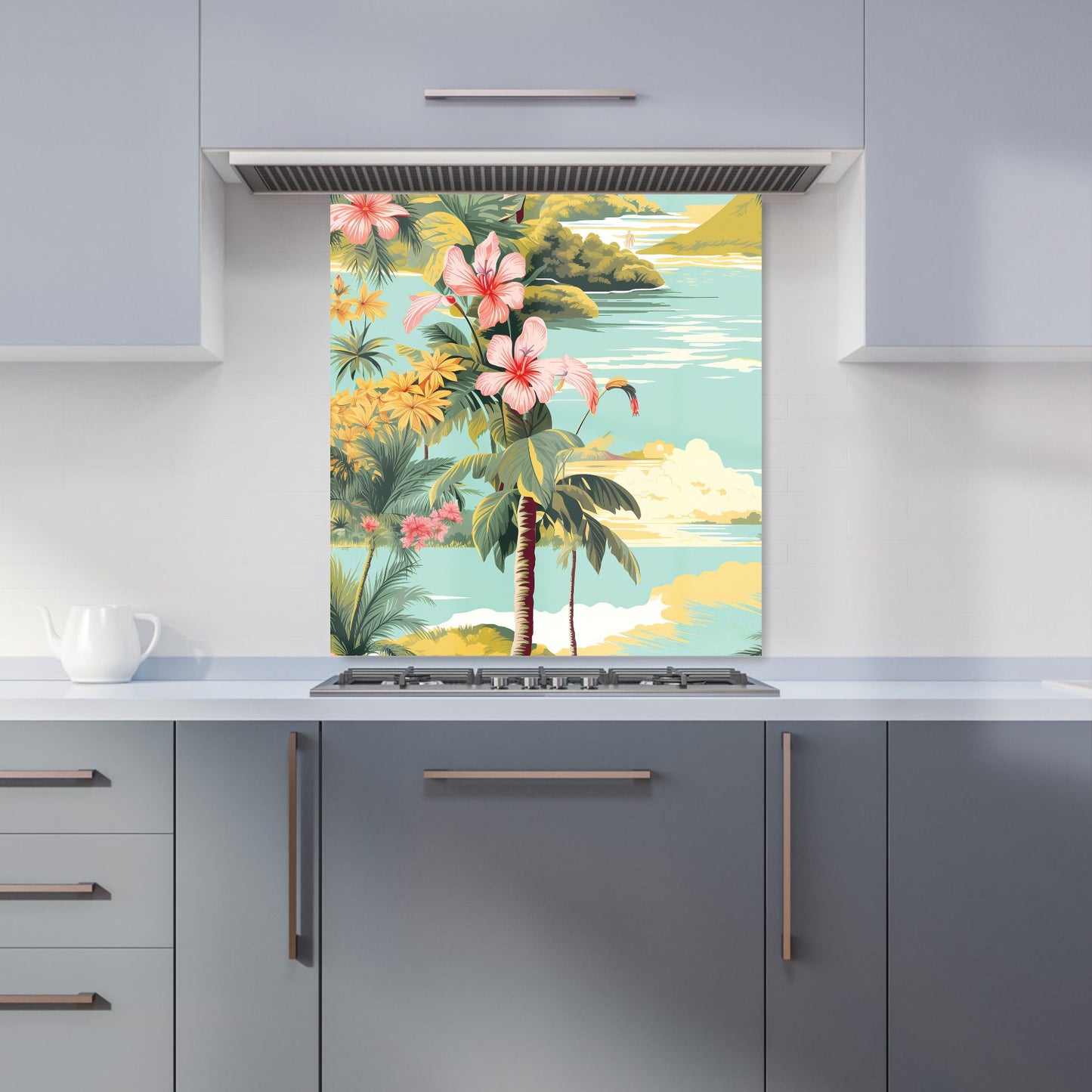 Palm Trees and Hibiscus Kitchen Splashback