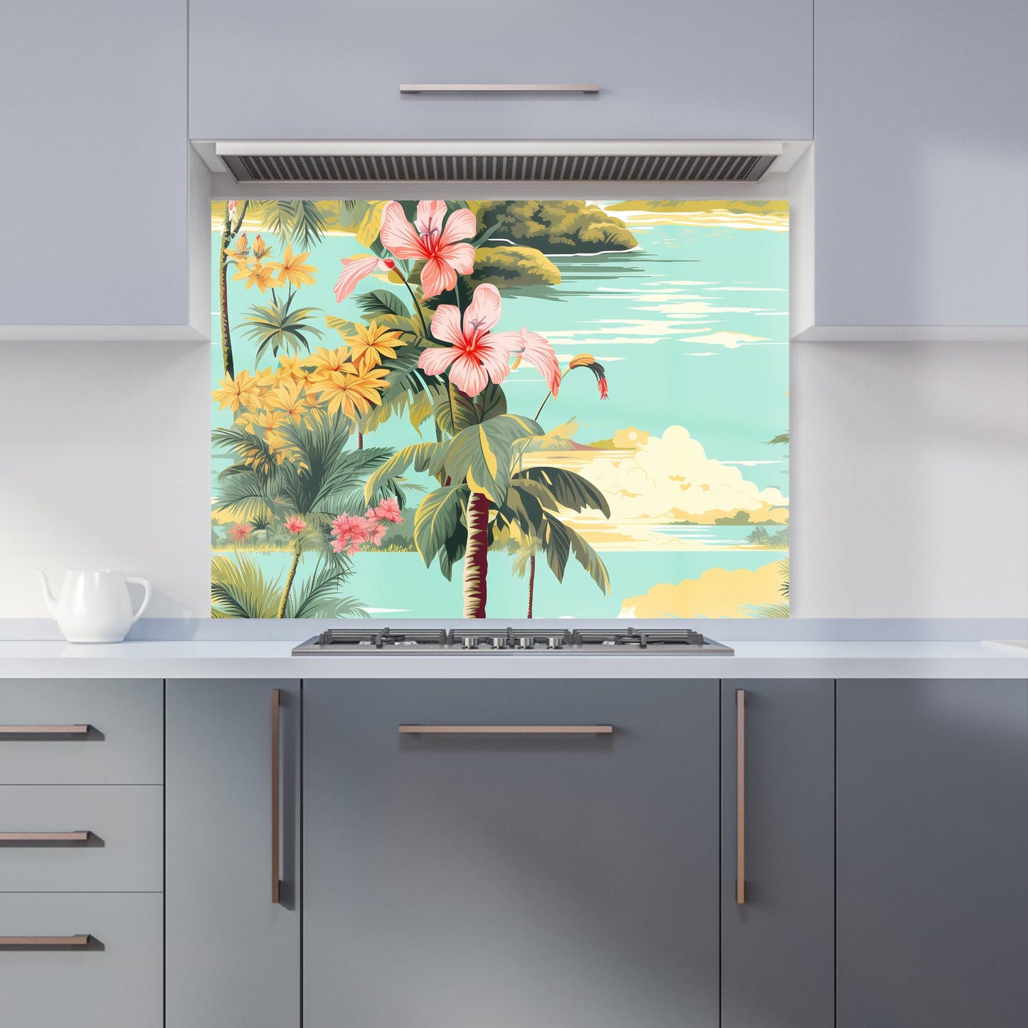 Palm Trees and Hibiscus Kitchen Splashback