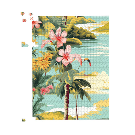 Palm Trees and Hibiscus Jigsaw Puzzle