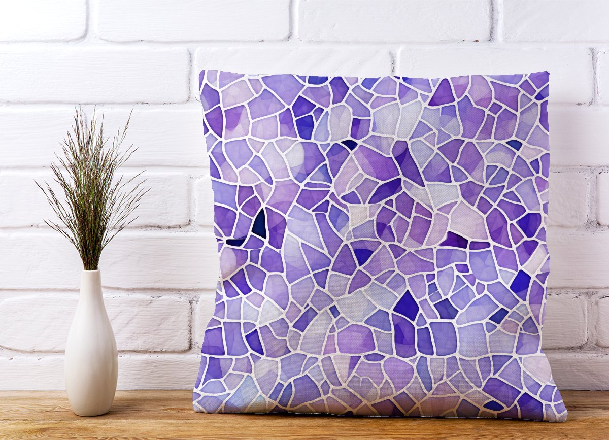 Purple and White Mosaic Design Cushions
