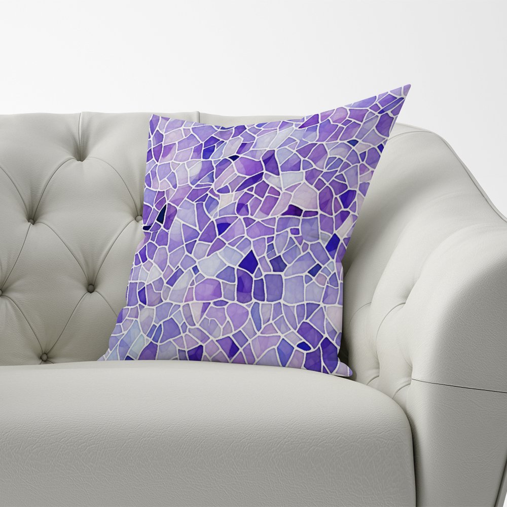 Purple and White Mosaic Design Cushions