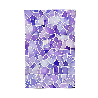 Purple and White Mosaic Design Tea Towel