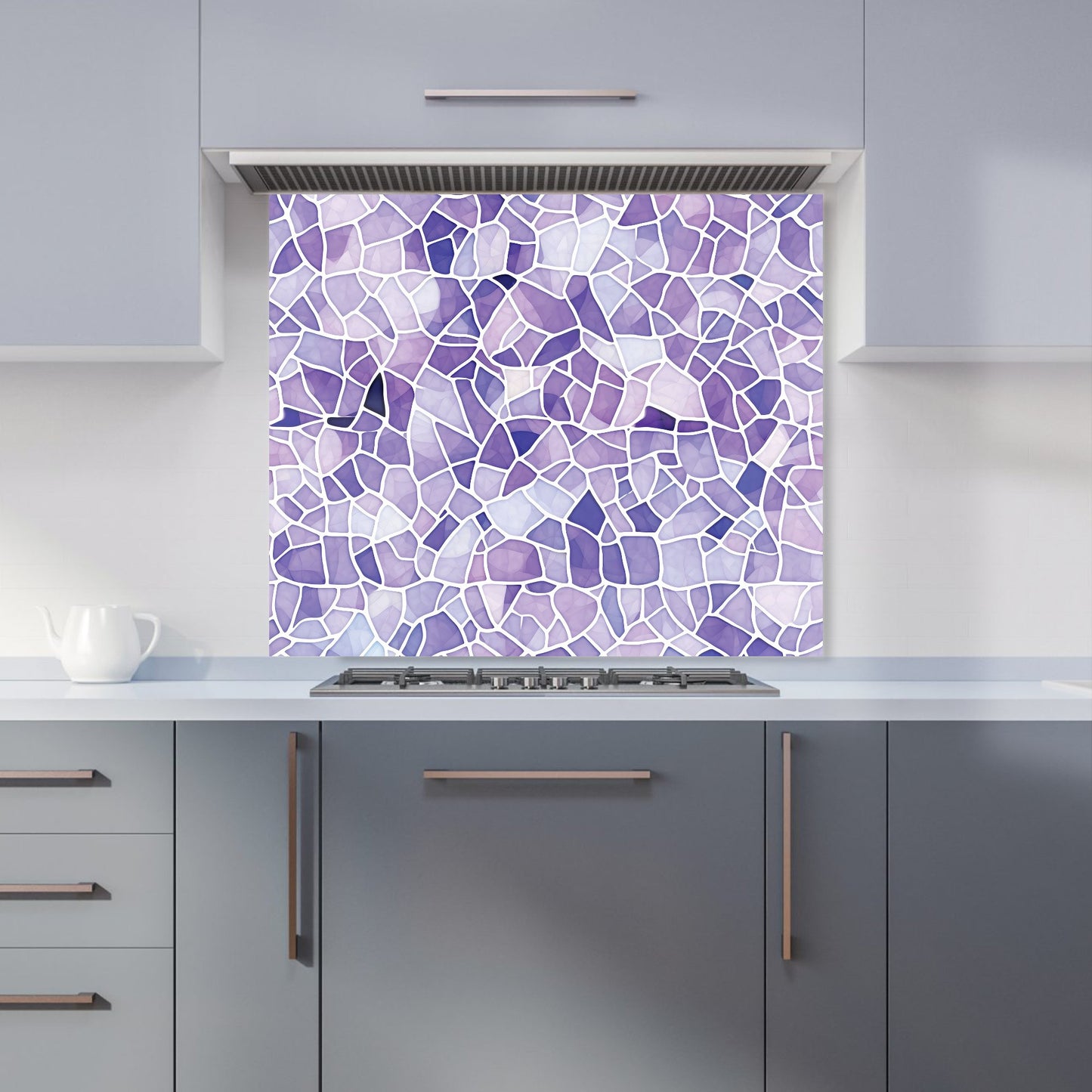 Purple and White Mosaic Design Kitchen Splashback