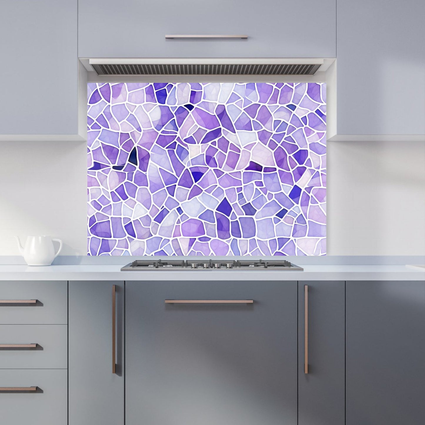 Purple and White Mosaic Design Kitchen Splashback