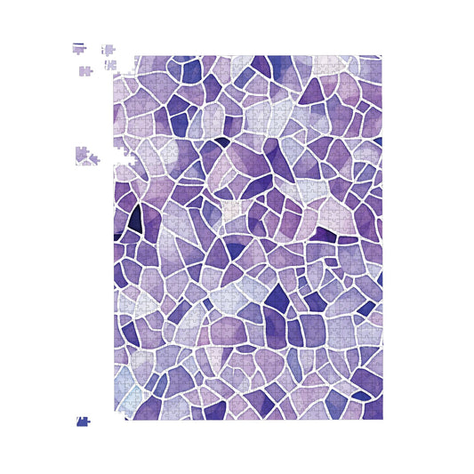 Purple and White Mosaic Design Jigsaw Puzzle