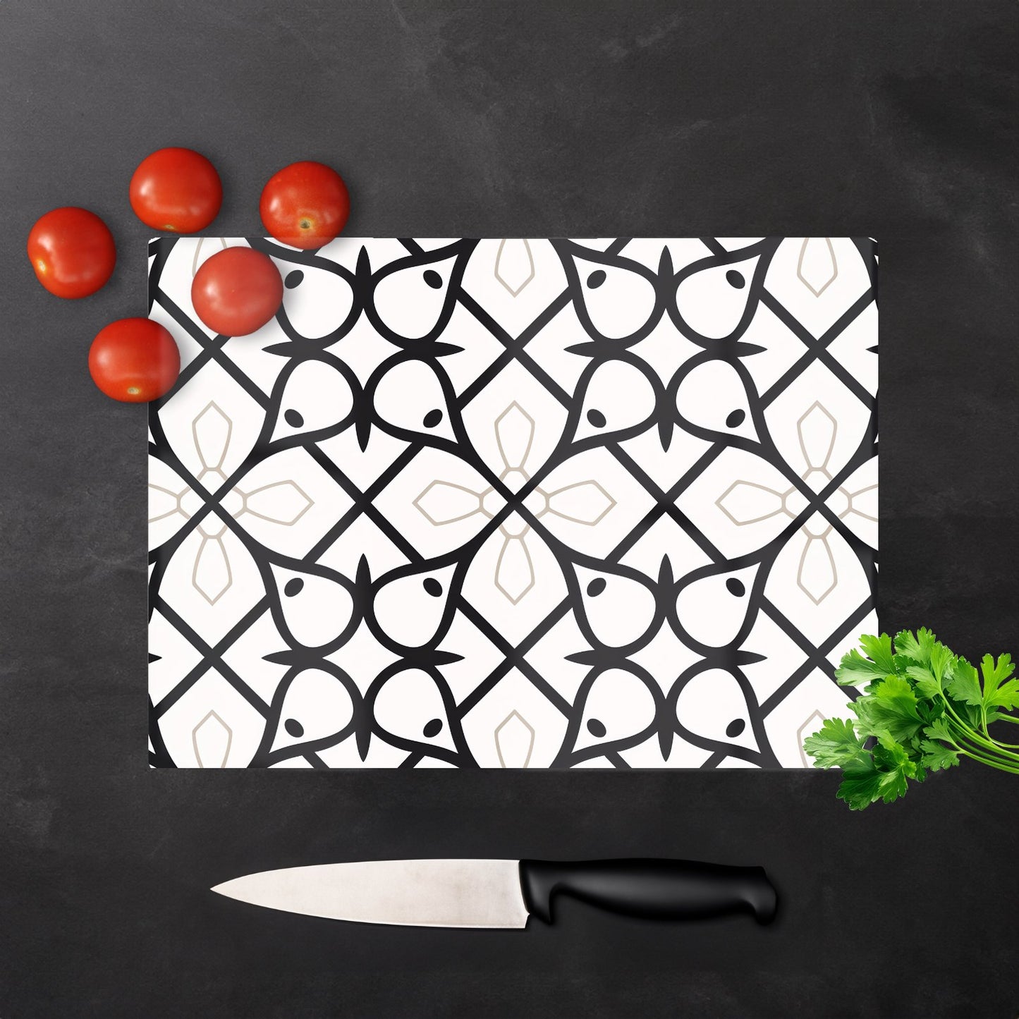 Arabic Style Pattern Glass Chopping Board